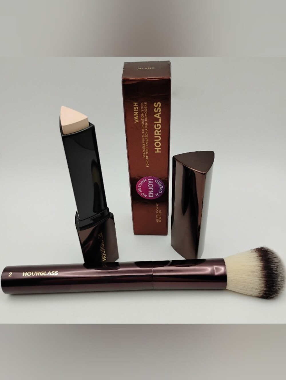 Hourglass Vanish Seamless Finish Foundation Stick In BLANC & No.02 Makeup Brush - Picture 2 of 9